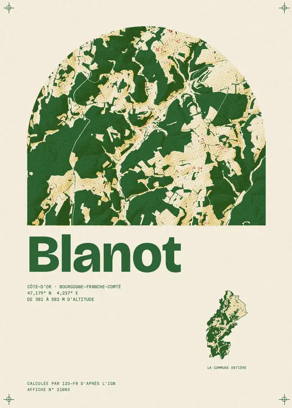 Affiche de Blanot, calculée par 123-fr d'après l'IGN