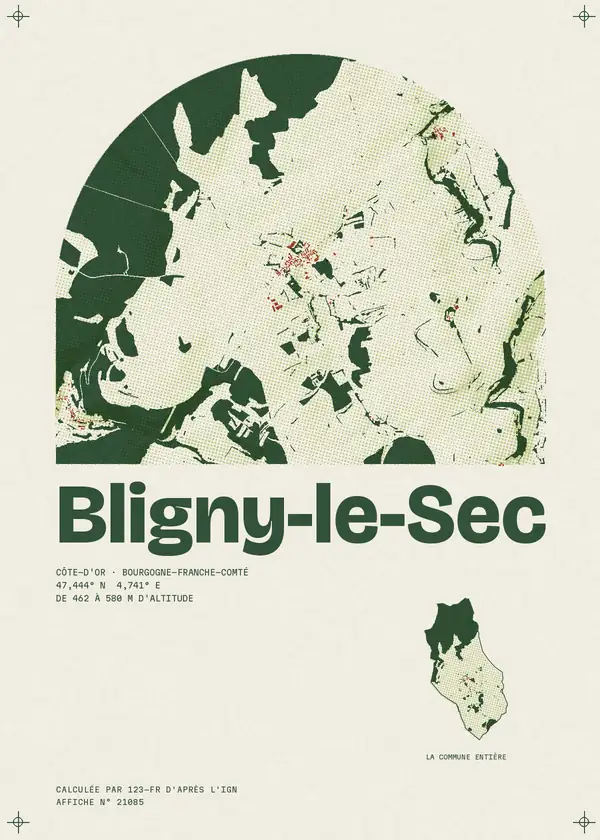 Affiche de Bligny-le-Sec, calculée par 123-fr d'après l'IGN
