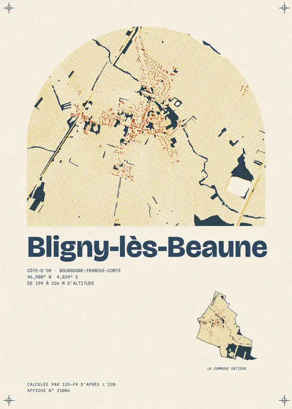 Affiche de Bligny-lès-Beaune, calculée par 123-fr d'après l'IGN
