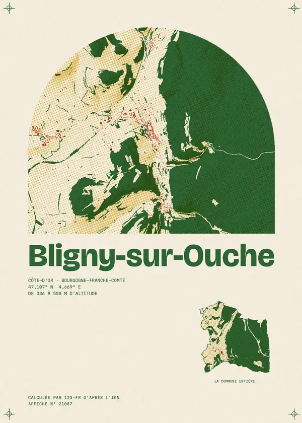 Affiche de Bligny-sur-Ouche, calculée par 123-fr d'après l'IGN
