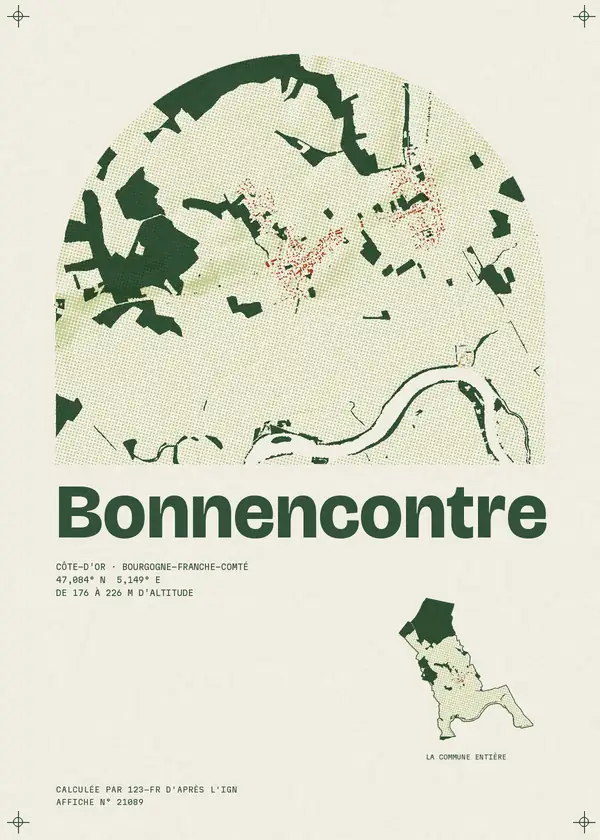 Affiche de Bonnencontre, calculée par 123-fr d'après l'IGN