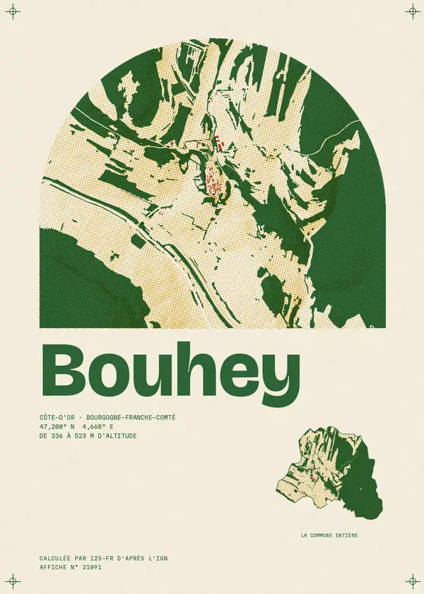 Affiche de Bouhey, calculée par 123-fr d'après l'IGN