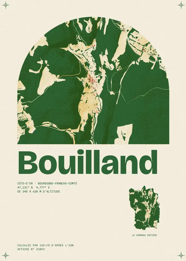 Affiche de Bouilland, calculée par 123-fr d'après l'IGN