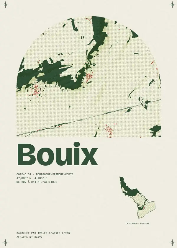 Affiche de Bouix, calculée par 123-fr d'après l'IGN
