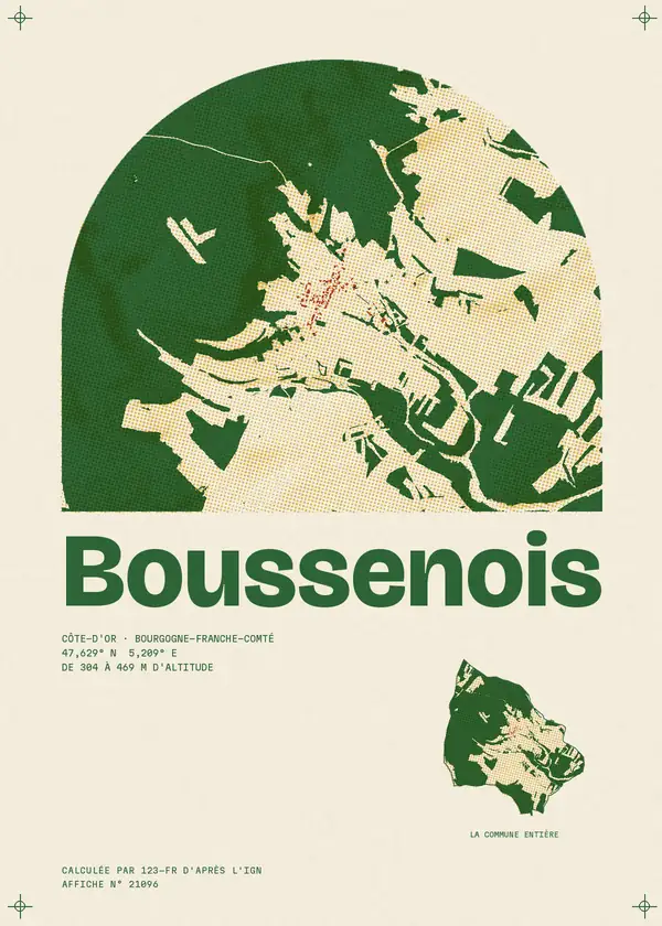 Affiche de Boussenois, calculée par 123-fr d'après l'IGN