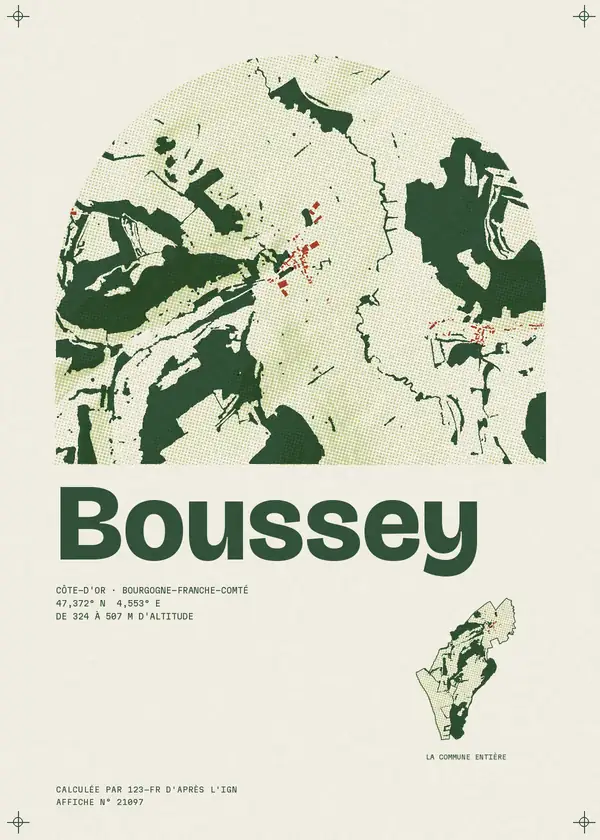 Affiche de Boussey, calculée par 123-fr d'après l'IGN