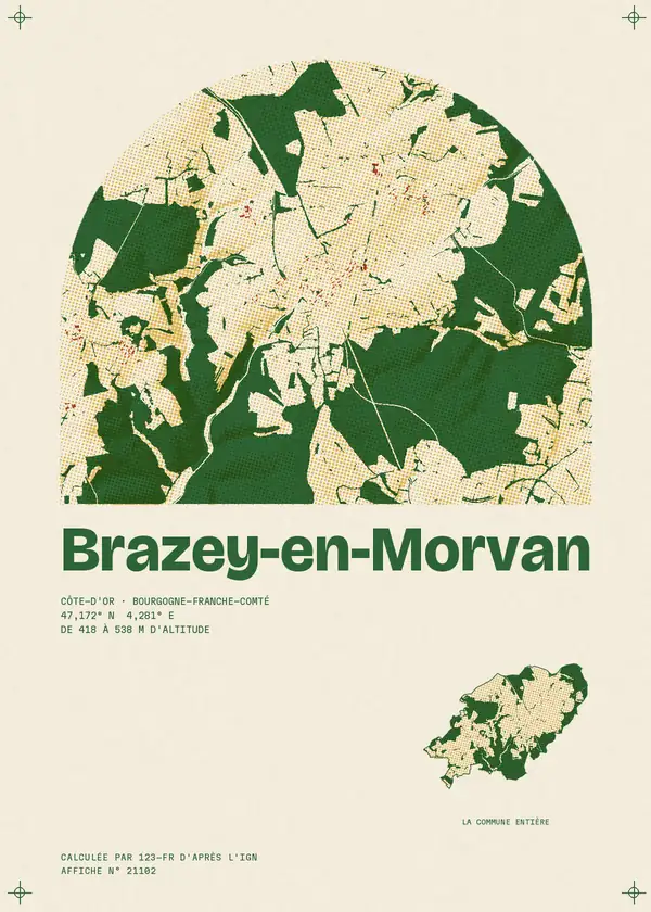 Affiche de Brazey-en-Morvan, calculée par 123-fr d'après l'IGN