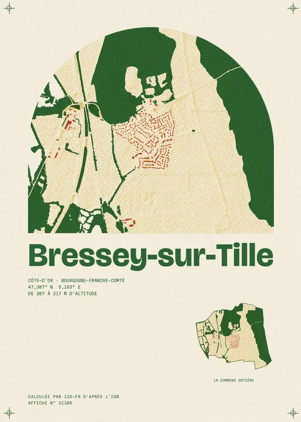Affiche de Bressey-sur-Tille, calculée par 123-fr d'après l'IGN