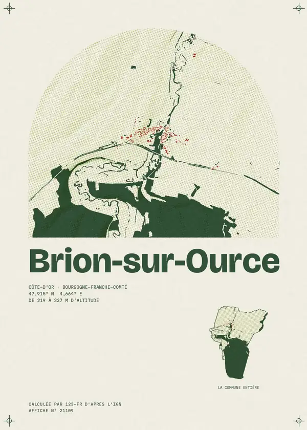 Affiche de Brion-sur-Ource, calculée par 123-fr d'après l'IGN