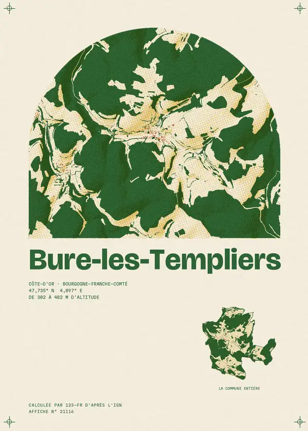 Affiche de Bure-les-Templiers, calculée par 123-fr d'après l'IGN