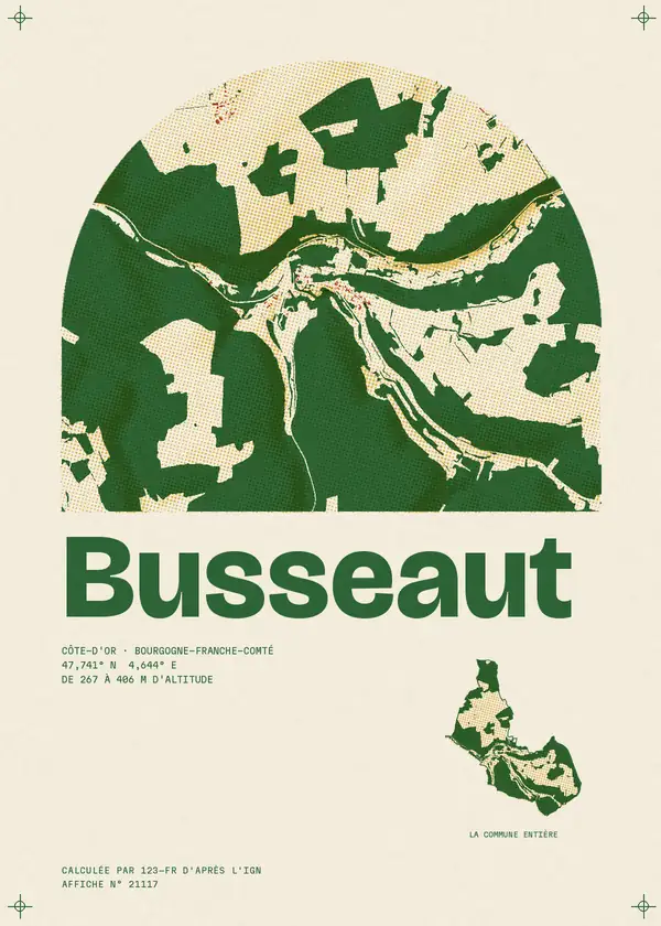 Affiche de Busseaut, calculée par 123-fr d'après l'IGN