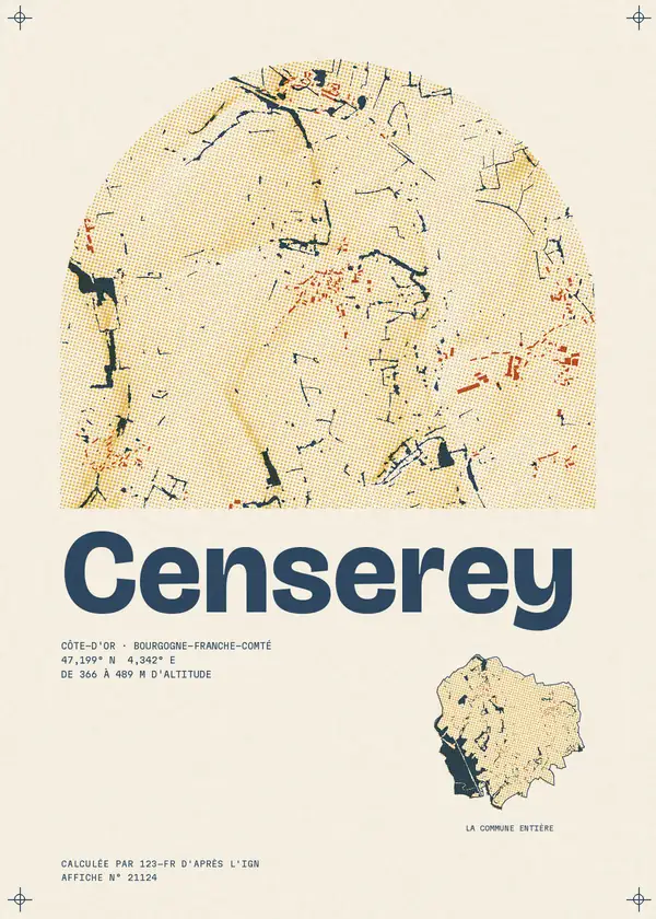 Affiche de Censerey, calculée par 123-fr d'après l'IGN