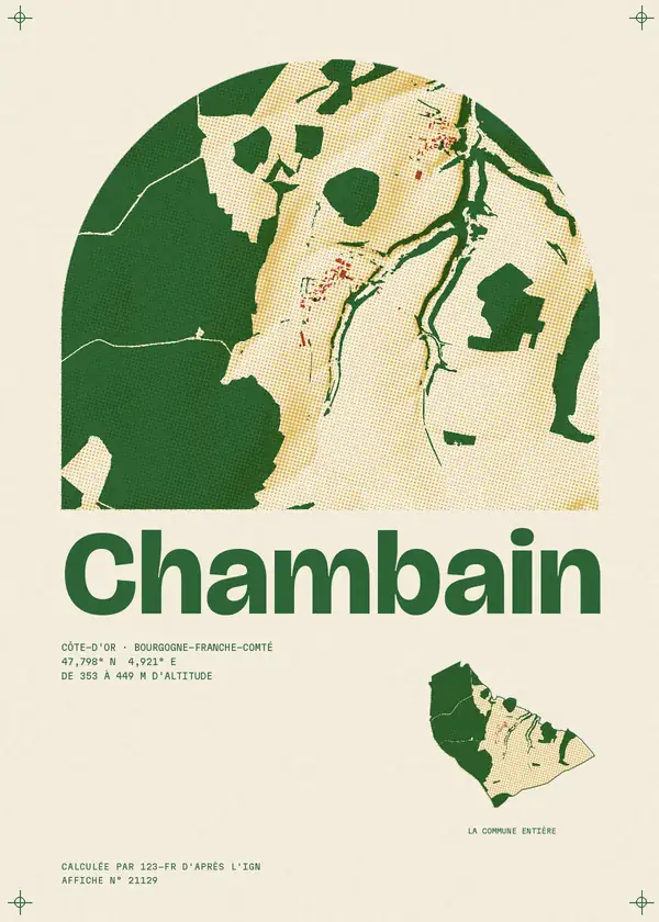 Affiche de Chambain, calculée par 123-fr d'après l'IGN