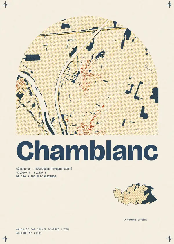 Affiche de Chamblanc, calculée par 123-fr d'après l'IGN