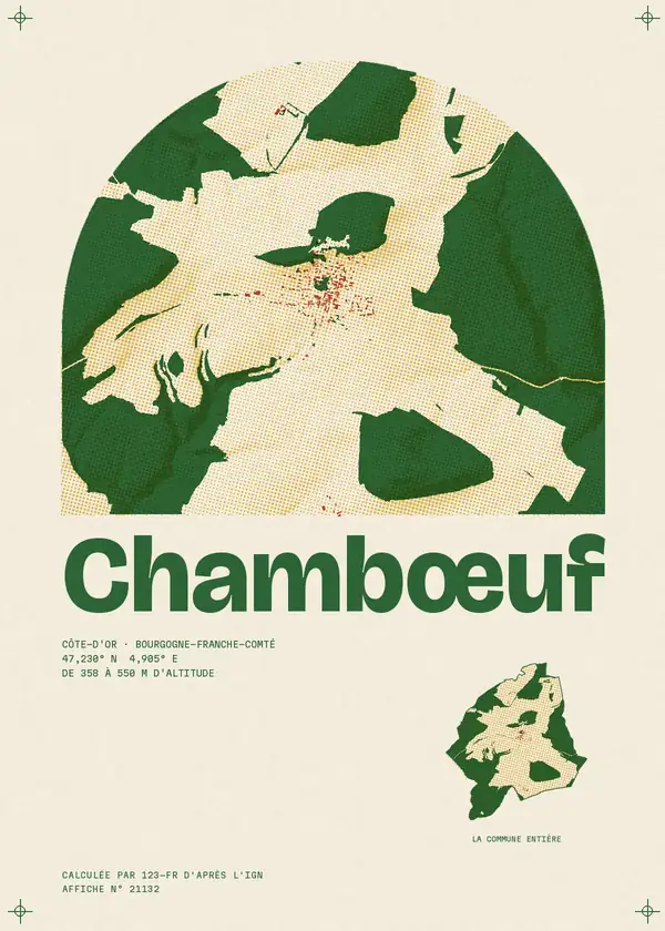 Affiche de Chambœuf, calculée par 123-fr d'après l'IGN