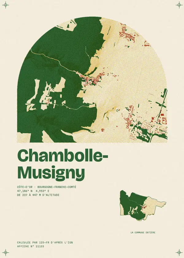 Affiche de Chambolle-Musigny, calculée par 123-fr d'après l'IGN