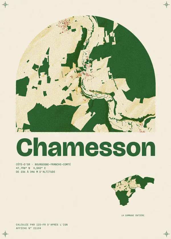 Affiche de Chamesson, calculée par 123-fr d'après l'IGN