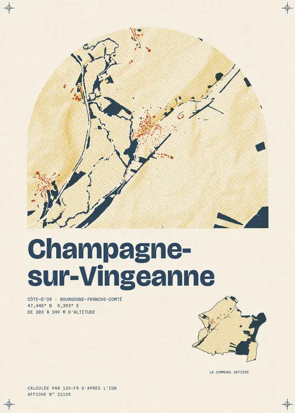 Affiche de Champagne-sur-Vingeanne, calculée par 123-fr d'après l'IGN