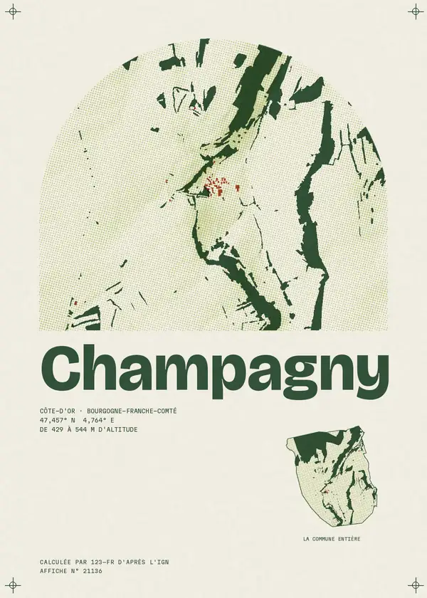 Affiche de Champagny, calculée par 123-fr d'après l'IGN