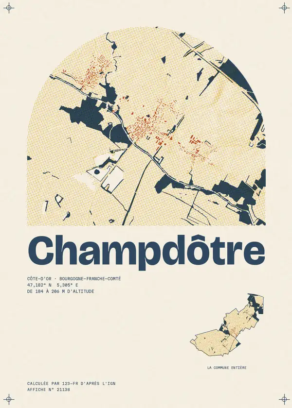 Affiche de Champdôtre, calculée par 123-fr d'après l'IGN
