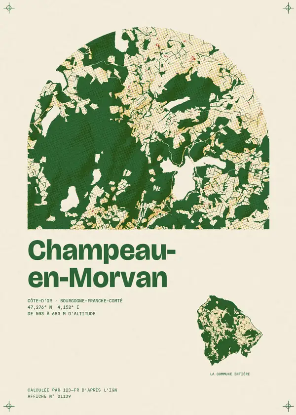 Affiche de Champeau-en-Morvan, calculée par 123-fr d'après l'IGN