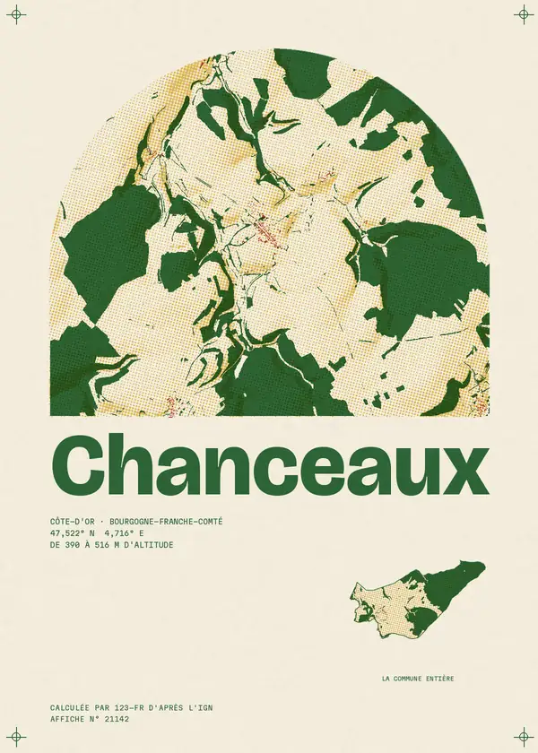 Affiche de Chanceaux, calculée par 123-fr d'après l'IGN