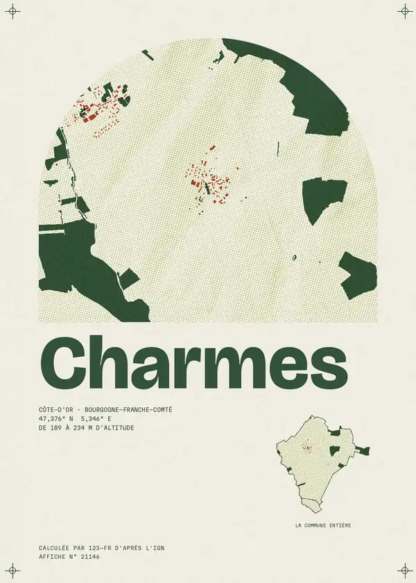 Affiche de Charmes, calculée par 123-fr d'après l'IGN