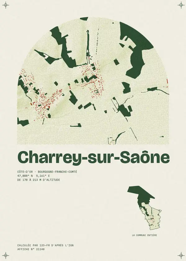 Affiche de Charrey-sur-Saône, calculée par 123-fr d'après l'IGN