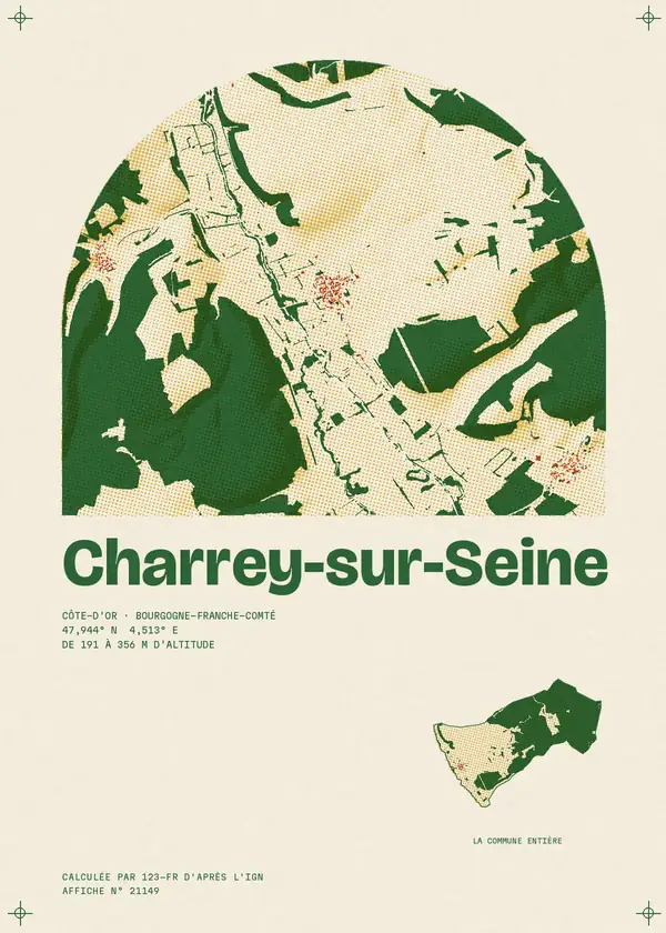 Affiche de Charrey-sur-Seine, calculée par 123-fr d'après l'IGN