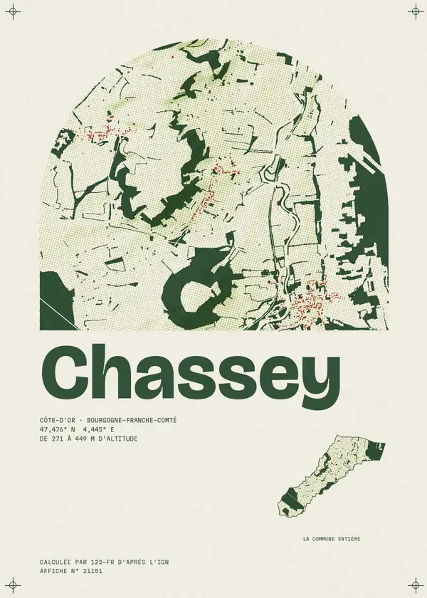 Affiche de Chassey, calculée par 123-fr d'après l'IGN