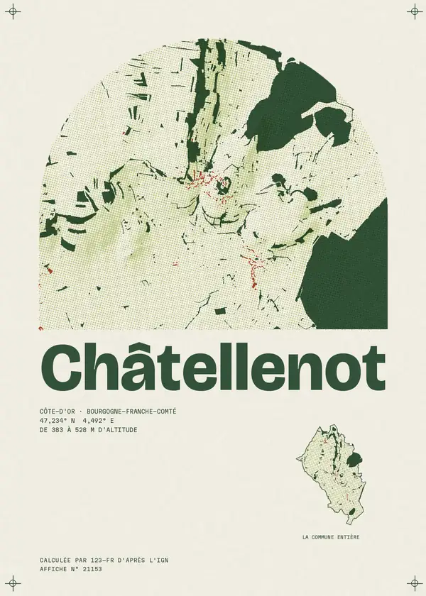 Affiche de Châtellenot, calculée par 123-fr d'après l'IGN
