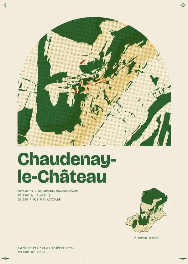 Affiche de Chaudenay-le-Château, calculée par 123-fr d'après l'IGN