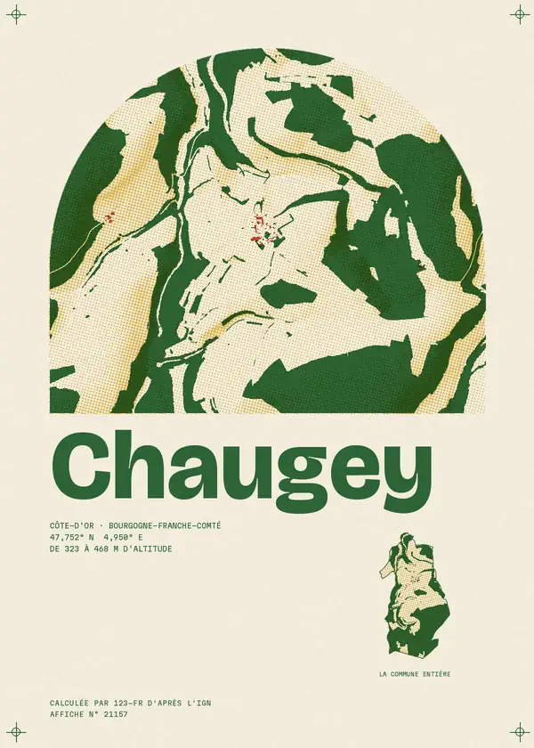 Affiche de Chaugey, calculée par 123-fr d'après l'IGN