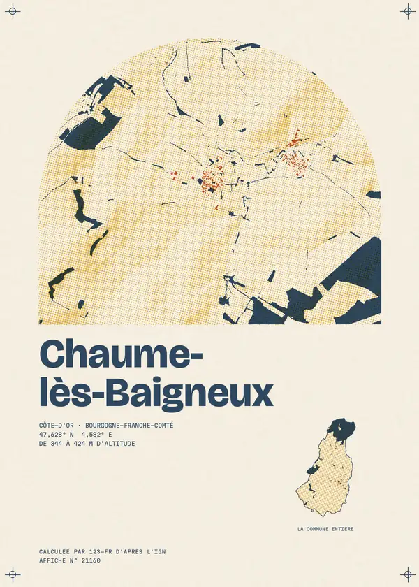 Affiche de Chaume-lès-Baigneux, calculée par 123-fr d'après l'IGN