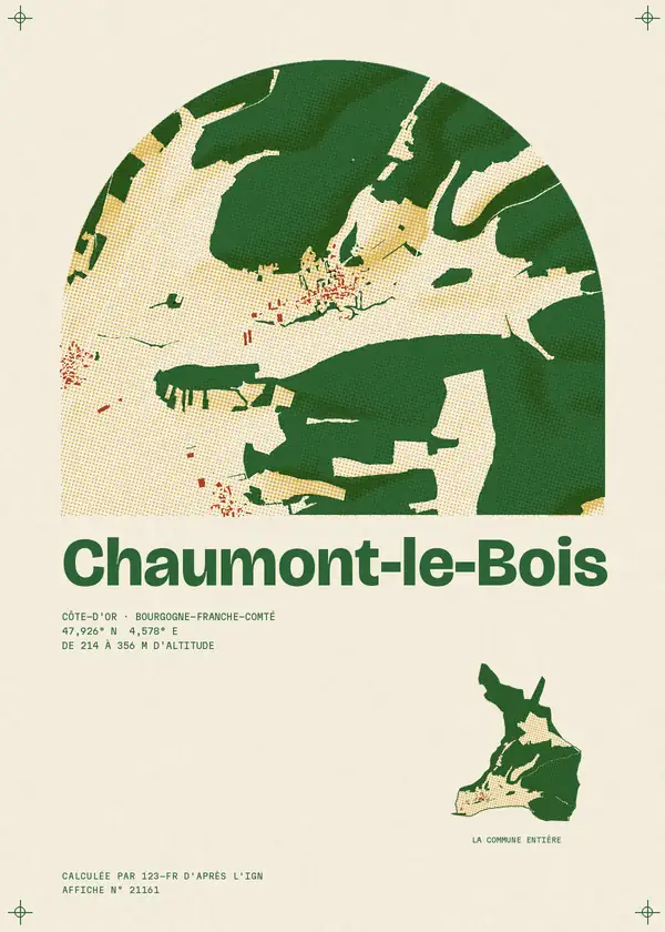 Affiche de Chaumont-le-Bois, calculée par 123-fr d'après l'IGN
