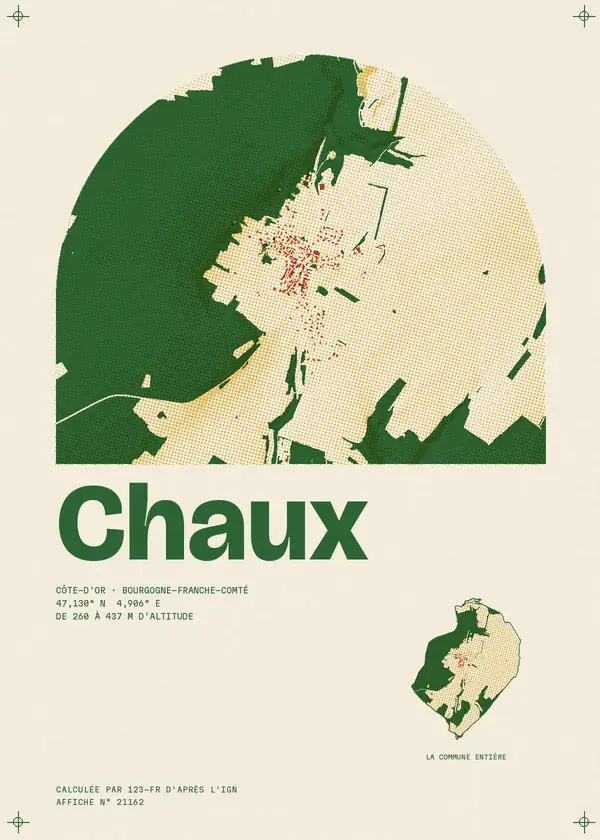Affiche de Chaux, calculée par 123-fr d'après l'IGN