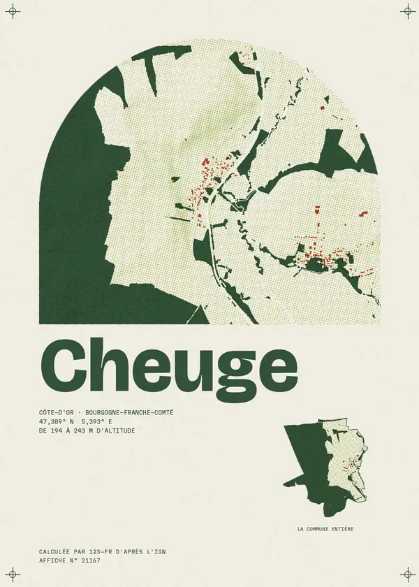 Affiche de Cheuge, calculée par 123-fr d'après l'IGN