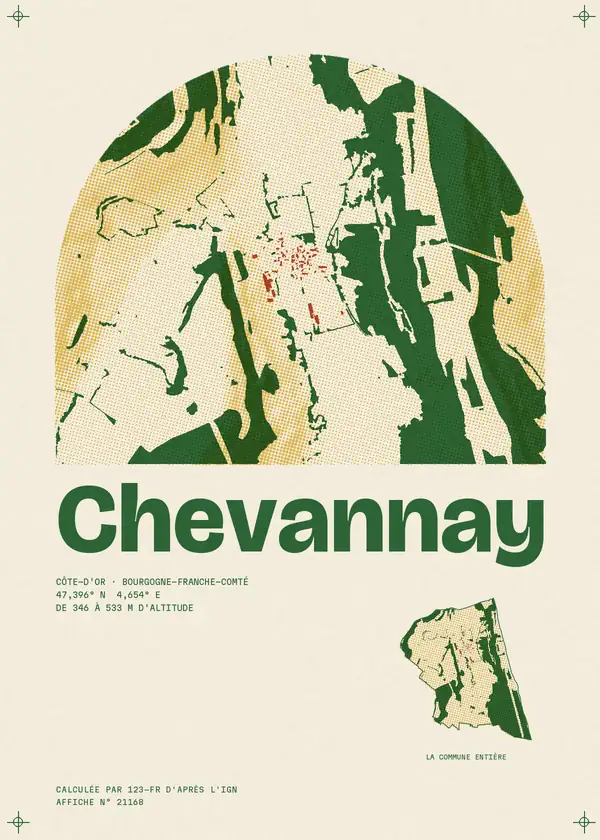 Affiche de Chevannay, calculée par 123-fr d'après l'IGN