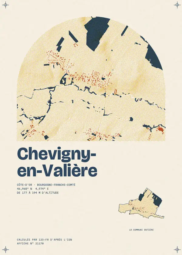 Affiche de Chevigny-en-Valière, calculée par 123-fr d'après l'IGN
