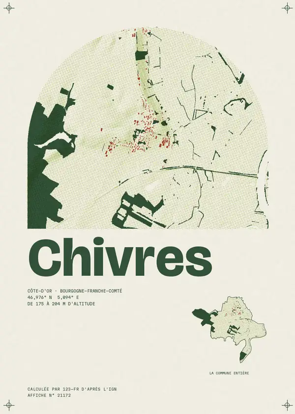 Affiche de Chivres, calculée par 123-fr d'après l'IGN