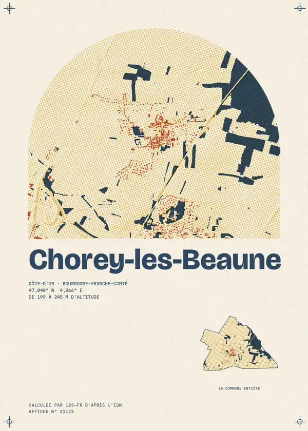 Affiche de Chorey-les-Beaune, calculée par 123-fr d'après l'IGN