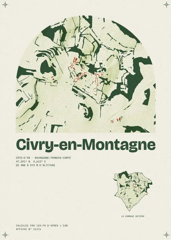 Affiche de Civry-en-Montagne, calculée par 123-fr d'après l'IGN