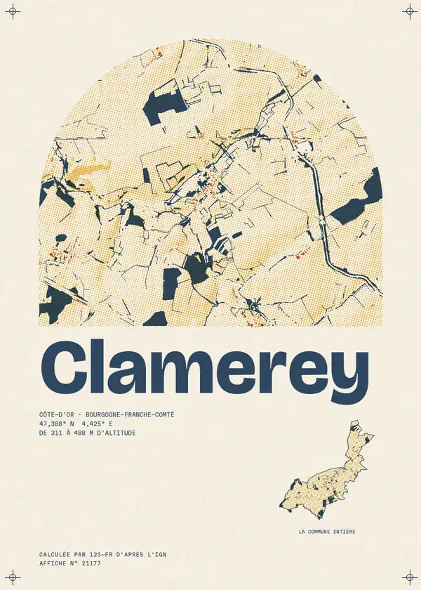 Affiche de Clamerey, calculée par 123-fr d'après l'IGN