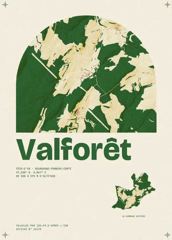 Affiche de Valforêt, calculée par 123-fr d'après l'IGN