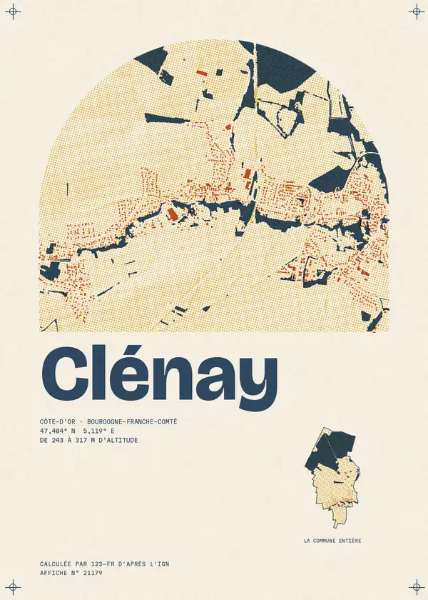 Affiche de Clénay, calculée par 123-fr d'après l'IGN