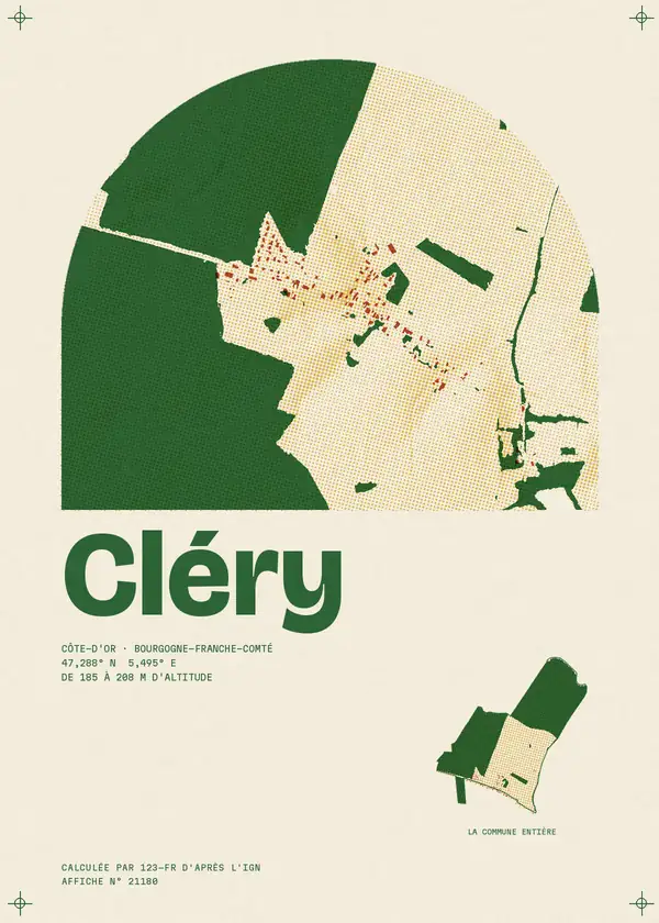Affiche de Cléry, calculée par 123-fr d'après l'IGN