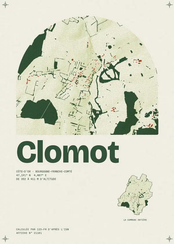 Affiche de Clomot, calculée par 123-fr d'après l'IGN