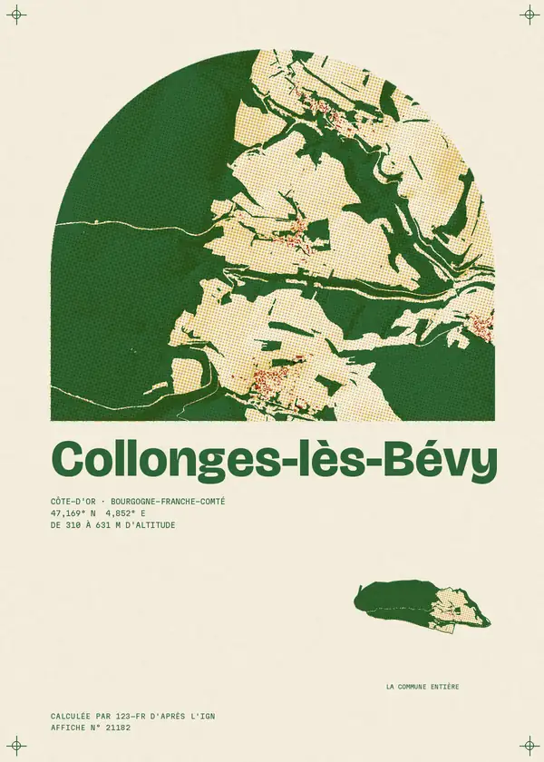 Affiche de Collonges-lès-Bévy, calculée par 123-fr d'après l'IGN