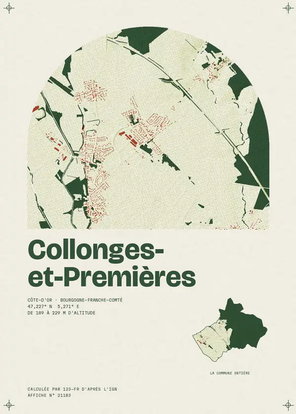 Affiche de Collonges-et-Premières, calculée par 123-fr d'après l'IGN