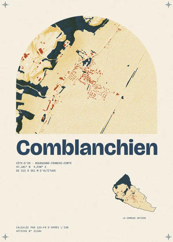 Affiche de Comblanchien, calculée par 123-fr d'après l'IGN
